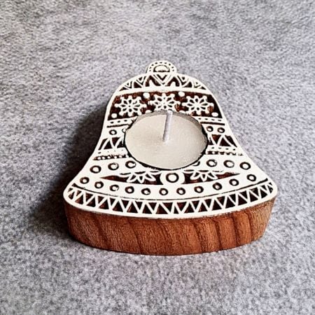 Handcrafted Wooden Bell T Light Set of 5